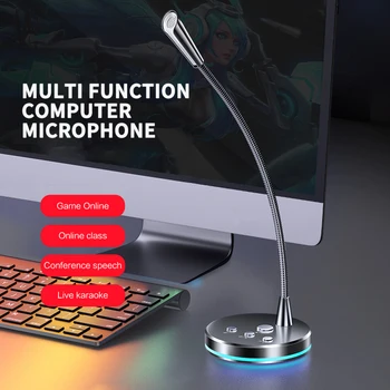 360° Upraviť Voľne Studio Reči Mikrofónom Herné Chatovanie USB Mikrofón Stolový POČÍTAČ Notebook S Mikrofónom