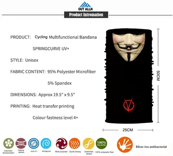 3D Bezšvíkové Bandanas Anonymné Krku Nadšenci Motocykel Štít na Tvár Vendetta Lyžiarske Maska, Ochranný UV žiareniu, Vetru hlavový most Požičovňa Mužov