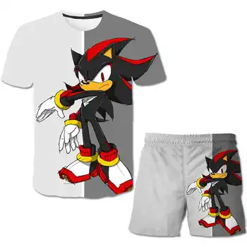 3D chlapčeka Oblečenie Set sa Roztomilý Letné Sonic the Hedgehog T-Shirt Cartoon Deti, Chlapcov, Šaty, Šortky Oblek pre Deti, Oblečenie, topy
