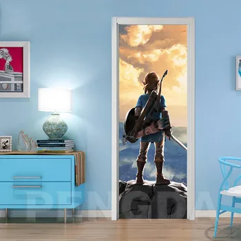 3D Dvere Nálepky Samolepiace Hry Legend of Zelda Obrázok Odtlačkový Domáce Dekorácie Papier Pre Obývacia Izba Nepremokavé Tlač umelecké Diela