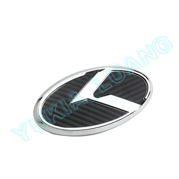 3D K Logo Auta Prednej Mriežky Znak Nálepky batožinového priestoru Zadné Odznak Kotúča, Pre Kia OPTIMA Sportage Black Carbon Fiber
