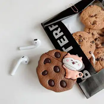 3D Kórea Čokoláda Chip Cookie Medveď silikónová Slúchadlá Slúchadlá puzdro pre apple airpods 1 2 pro Bezdrôtový Headset kryt