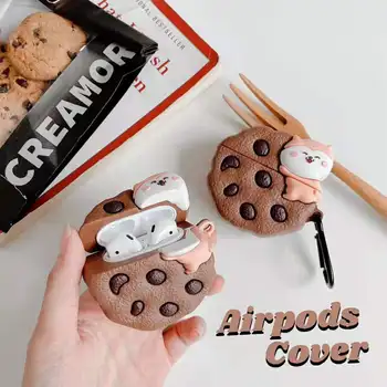 3D Kórea Čokoláda Chip Cookie Medveď silikónová Slúchadlá Slúchadlá puzdro pre apple airpods 1 2 pro Bezdrôtový Headset kryt