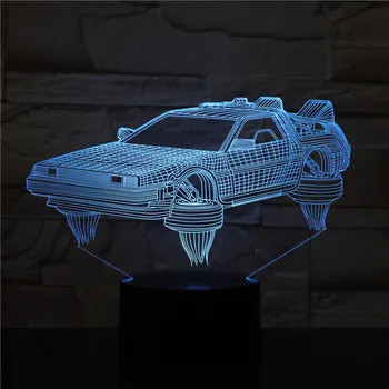3D Lampa Späť Do Budúcnosti Vozidla Auto Román Súčasnosti pre filmových Fanúšikov Svetlé Base Atmosféru Dropshipping Led Nočné Svetlo Lampy