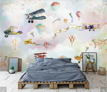 3D Obal teplovzdušný Balón Lietadla Tapety nástenná maľba Tlač Fotografie na Stenu Papier pre Deti Spálňa Domov Stenu Decor Maľby nástenné Maľby