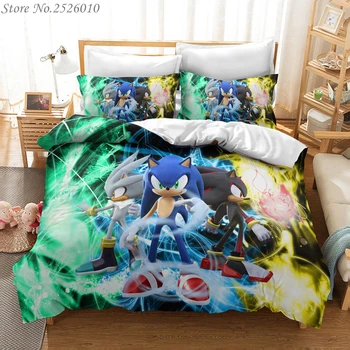 3D Sonic The Hedgehog Perinu Nastaviť Deti Deti posteľná bielizeň Nastaviť Obliečky bytový Textil Twin Plný Kráľovná Kráľ Super King Size 02