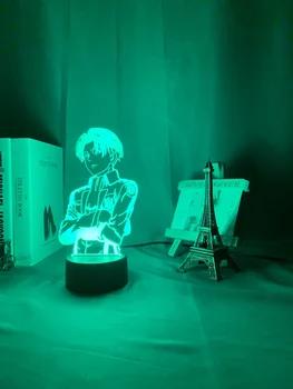 3d stolná Lampa Anime Útok na Titan pre Domáce Izba Dekor Light Cool Kluk Dieťa Darček Kapitán Levi Ackermana Obrázok 0-5W Nočné Svetlo