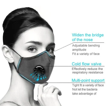 3ks Bavlna Čierna Maska na Ústa, Tvár Masku Proti PM2.5 Prachu Úst Maska Aktivuje Uhlíkovým Filtrom, Kórejský Maska Textílie Masku Na Tvár