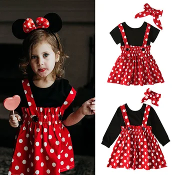 3ks Disney Baby Dievča Oblečenie Dievčatá Šaty Módne Deti Oblečenie Boutique Dlhý Rukáv Princezná Šaty Party Šaty Mickey bebes