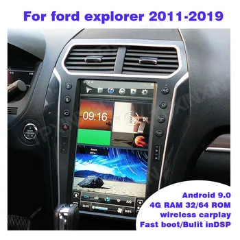 4+64GB 13.6 Android 9.0 Pre Ford explorer 2011-2019 Vertikálneho Displeja Auta GPS Navigácie Stereo Hlava Jednotky Multimediálny Prehrávač Rádio