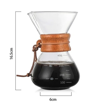 400 ml žiaruvzdorné Sklo Coffee Pot s Opakovane Nerezová Oceľ Filter Zalejeme kávovar Espresso Kávu Drip Hrniec