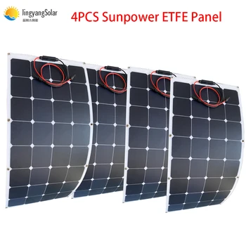 400W Solárneho Systému Súpravy diy S 4pcs 100W Sunpower ETFE Flexibilný Solárny Panel 1pcs MPPT 30A LCD Regulátor Nabíjania