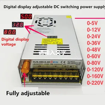 480W Nastaviteľné Spínacie napájací zdroj s Digitálny displej napájanie pre LED DC 5V 12V 24V 36V 48V 60V 80V 120V 160v 220V