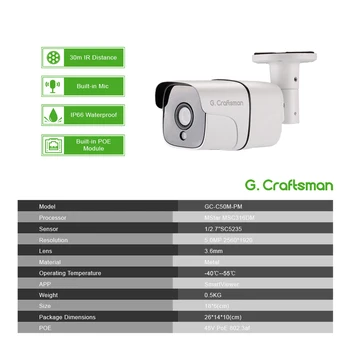 4ch 5MP Audio Súpravy, POE H. 265 Systém CCTV Bezpečnostné NVR Nepremokavé Vonkajšie IP Kamery Surveillance Alarm, Video Záznam G. Remeselníka