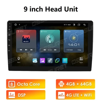 4G LTE Octa-Core 4G RAM 64 G ROM Android 10 Dvojité 2 Din 9/10 Palcový Auto Multimediálny Prehrávač, GPS Navigáciu podporu DSP Carplay