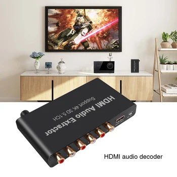 4K 3D, 5.1 CH kompatibilný s HDMI Audio Extractor Dekódovať digitálny Koaxiálny v ýstup RCA AC3/letný čas na Zosilňovač 5.1 Analógový Prevodník pre PS4 DVD Prehrávač