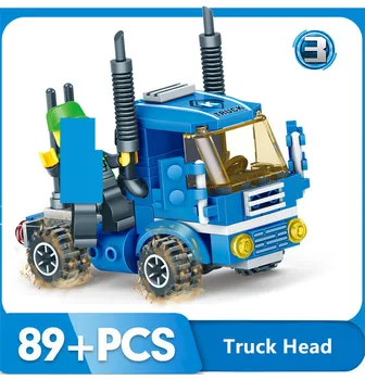 4Pcs/veľa Mesta, Mestskej Nákladnej Model Tehly Dumper Truck Auto Konštrukcie Stavebné Bloky Súpravy Súpravy Vzdelávacie Hračky pre Deti,