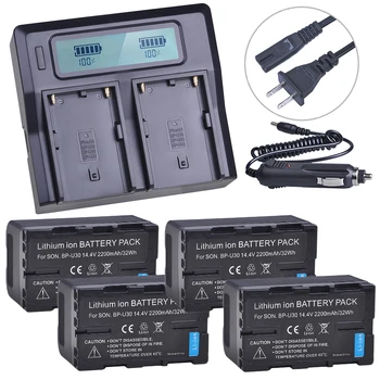 4x 2200mAh BP-U30 bp-u30 BP U30 Batérie + Rýchle LCD Duálny Nabíjačka pre Sony BPU30 BP-U60 BP-U90, platobného média wpm-100 platobného média wpm-150 platobného média wpm-200 platobného média wpm-300