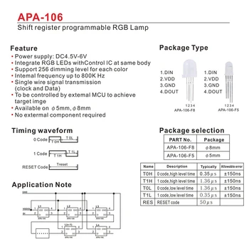 5-1000pcs DC5V Okrúhly klobúk RGB Led diódy s APA-106 5 mm F5 8mm F8 programovateľné RGB Lampa pixel Arduino led čipy RGB farebný