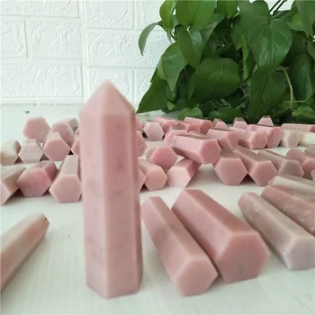 5 ks/box Prírodný ružový opál kryštály prútik bod kamenná veža, obelisk feng shui čakra Tmavá energia liečivé kryštály