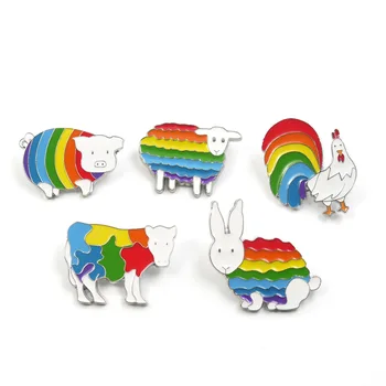 5 ks/veľa Rainbow Brošňa Kolíky Zvierat Pin LGBT Odznaky Kovové Brošňa Pin Krásne