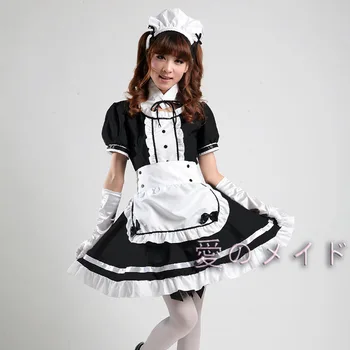 5 štýl Anime Kaviareň Slúžka Uniformy Vrátane Headdress Rukavice pre Dospelých Cosplay Kostým dámske Šaty
