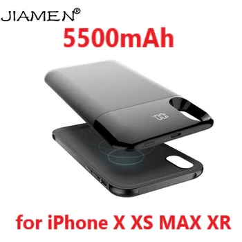 5000/5500mAh Samostatné Bezdrôtové Nabíjanie Batérie puzdro pre iPhone X XS MAX XR Nabitia Batérie Kryt Digitálny Displej Batéria Prípade