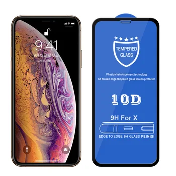 50pcs 10D Tvrdeného Skla Pre iPhone 12 Mini 11 Pro Max XS XR X 8 7 6 6 Plus SE Plné Pokrytie Pokrytie Zakrivené Screen Protector Film