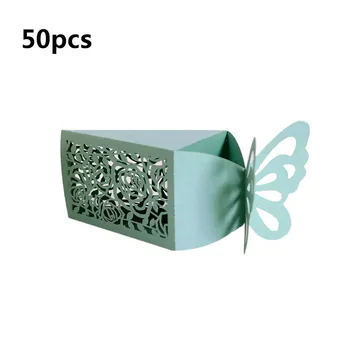 50pcs Pekné Svadobné Koláčiky Box Laser Vyprázdnené Papier Motýľ Ruže, Darčekové Tašky Svadobný Dar Zapojiť Strany Candy Boxy Veľkoobchod