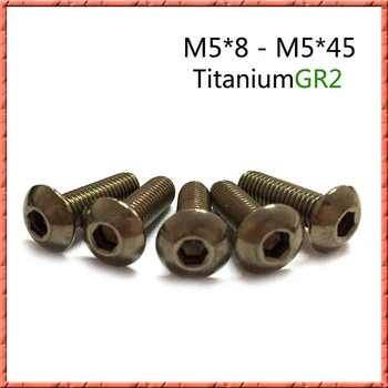 50pcs/veľa M5*L Čistého Titánu tlačidlo hlavu zásuvky skrutku zliatiny titánu malé skrutky GR2 ISO7380 M5*8/10/12/14/16-/3035/40/45