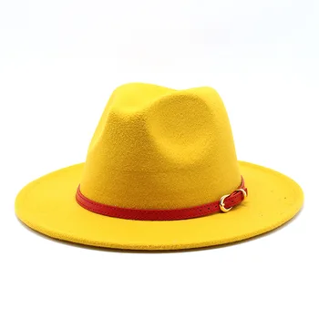 56-60 cm Ženy Muži Vlna Vintage Gangster plstený klobúk Cítil Fedora Klobúk Široký Okraj Pásu Gentleman Elegantná Dáma Zimné Jeseň Jazz Spp