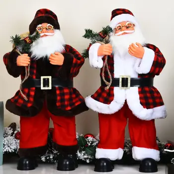 58 cm Veselé Vianočné Dekorácie pre Domov Červená Santa Claus Bábika s Hudbou Swing Funkcia Elektrické Šťastný Nový Rok 2021 Navidad