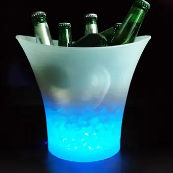 5L Svietiacimi LED Ľadové Vedro 7-Farba Champagne, Víno, Nápoje, Pivo, Ice Chladič pre Reštaurácie, Bary, nočné kluby KTV Pub Strany