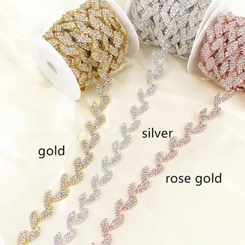 5yards/roll Silver/Gold/Rose Gold Leaf Crystal Drahokamu Výbava Reťazcom Dvore pre HOBBY Ručné Pás, Šperkov Náhrdelník