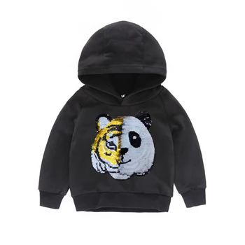 6 farieb baby chlapci oblečenie nadrozmerné deti hoodies tiger zmena panda farby sequin hoodies pre deti chlapcov deti