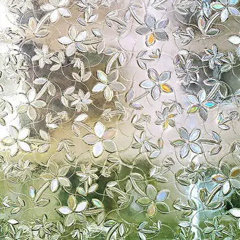 60 cm Široký Statické Držať Sklo Film Kvetinový Vzor, 3D Laserové Domova Ochrane Vody-Dôkaz Matné Okno Nálepky