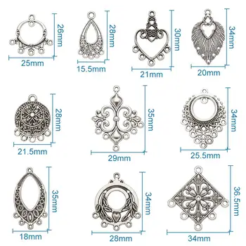 60pcs Tibetskej Antique Silver Farba Zliatiny Luster Komponenty Odkazy Kúzlo Pre Visieť Náušnice, Náhrdelník Šperky Robiť