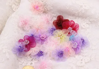 60PCS/Veľa Odev, príslušenstvo drobné kvety 2,5 cm nášivka snehu priadza korálky DIY Brošňa ručné čipky patch svadobné šaty