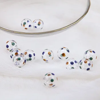 6pcs Farba Transparentná Malé Okrúhle Sklenené Perličkové Náušnice Pre Dievčatá 2020 Vlasové Ozdoby Korálkové Materiál Diy Príslušenstvo Šperky