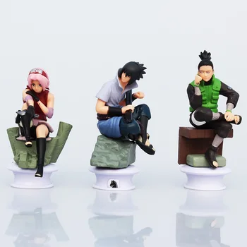 6pcs/set 9 cm Anime Naruto Uzumaki Naruto Sasuke Gaara Kakashi Šach PVC Akcie Obrázok Zbierku Hračiek Doprava Zadarmo