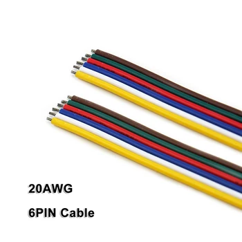 6PIN Kábel,10m,20AWG,Drôt,pre 2835 3528 5050 RGB+SCS LED Pásy,Nízke Napätie DC12V/24V, LED Pásy svetla, Lineárne Osvetlenie,Pevné bar