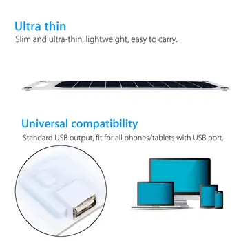 6V 10W 1.7 Prenosné Monokryštalické Solárny Panel Slim & Light Nabíjačku USB Nabíjací Výkon Banka Pad pre telefón Nabíjačka