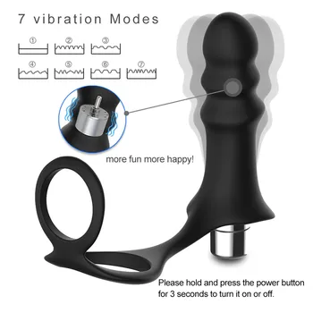 7 Frekvencia Sex Mužskej Prostaty Vibrácií Zadok Plug Análny G mieste Stimulácia Vibrátor S Krúžkom Na Penis, Sexuálne Hračky Pre Dospelých Mužov