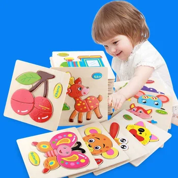 9 Ks / Veľa dieťaťa Skoro Vzdelávacie Hra, Troch-dimenzionální Farebné Drevené Puzzle Vzdelávacie Hračky Pre Chlapcov Kone