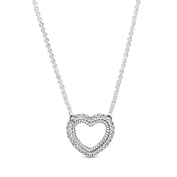 925 Sterling Silver 2020 Nové Pripraviť Had Reťazca Vzor Otvorené Srdce Collier Náhrdelník Pre Ženy Značky Originálny Náhrdelník Šperky