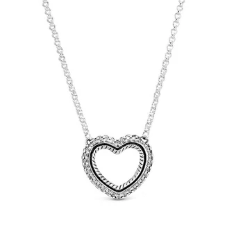 925 Sterling Silver 2020 Nové Pripraviť Had Reťazca Vzor Otvorené Srdce Collier Náhrdelník Pre Ženy Značky Originálny Náhrdelník Šperky