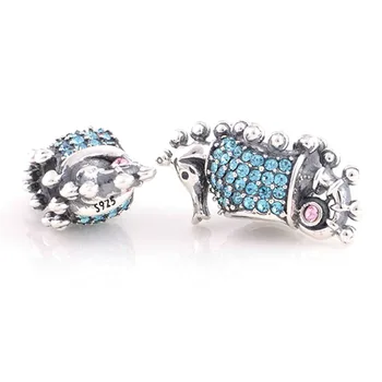 925 Sterling Silver Perličiek Modrá Pripraviť Seahorse Kúzlo Korálky DIY Lady Náramky Šperky