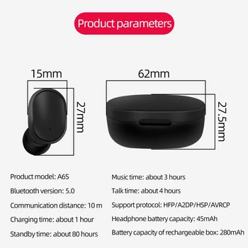 A6S TWS 5.0 Bluetooth Slúchadlá do uší Potlačením Hluku Headset S Mikrofónom Handsfree Slúchadlá pre Huawei Xiao Airdots Bezdrôtové Slúchadlá
