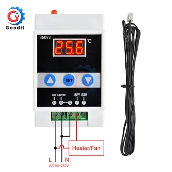 AC 110-240V vodiacej Koľajnice Thermoregulator LED Digitálny Regulátor Teploty Termostat Chladenie Vykurovanie regulácia Teploty