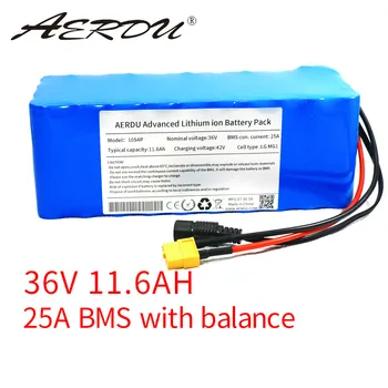 AERDU 36V 11.6 Ah 12ah lítiová batéria Pre LG MG1 750W 600W 500W 450W 350w 250W 37V klince elektrické auto požičovňa motorových skúter